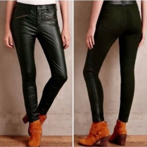 NWT Pilcro and the Letterpress Anthropologie The Stet Faux Leather Moto Pant 25 - Picture 5 of 16